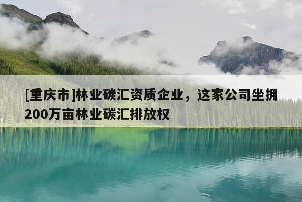 [重慶市]林業(yè)碳匯資質(zhì)企業(yè)，這家公司坐擁200萬(wàn)畝林業(yè)碳匯排放權(quán)